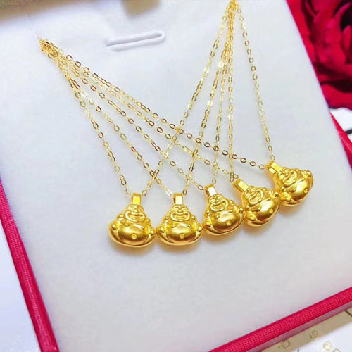 3D Hard Gold 999 Buddha Pendant with 18K Gold Necklace