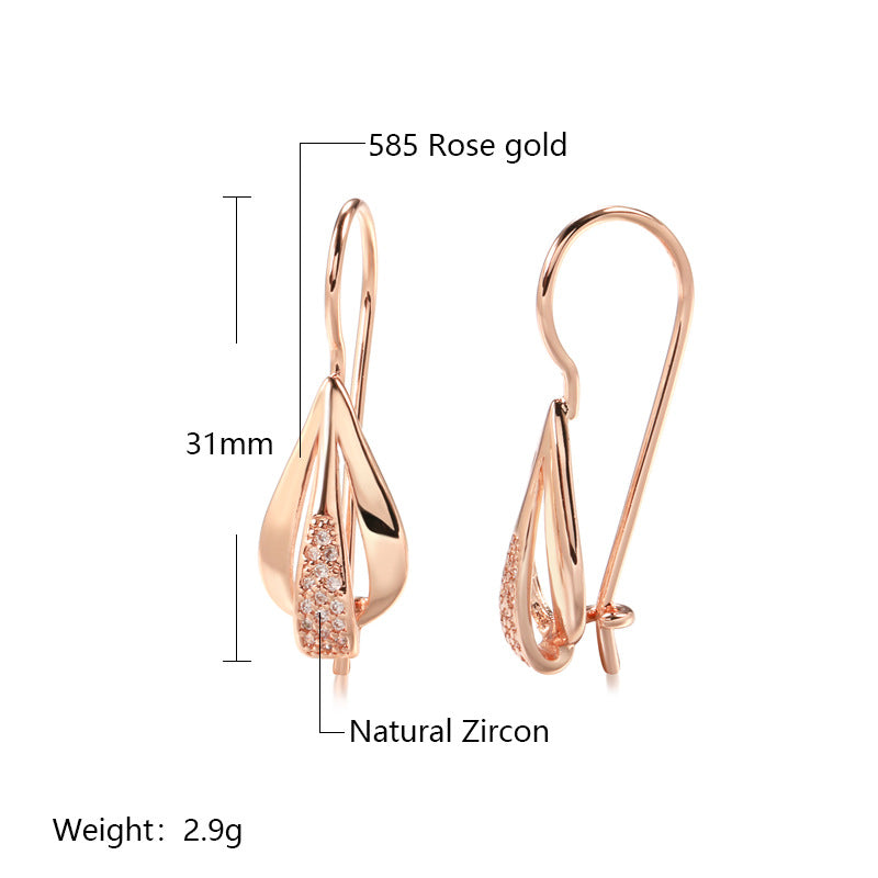 Fashionable Korean Earrings with Rose Gold and Diamonds