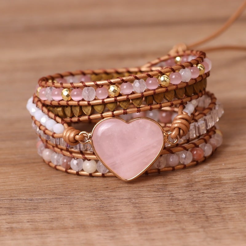 Creative Multi-Layered Love Pink Crystal Bracelets