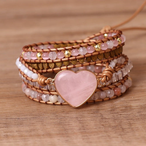 Creative Multi-Layered Love Pink Crystal Bracelets