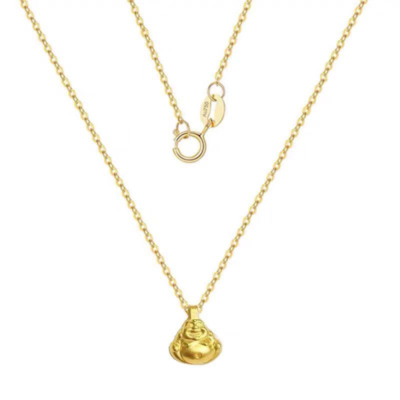 3D Hard Gold 999 Buddha Pendant with 18K Gold Necklace