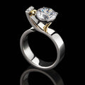18K Gold Plated Open Ring with simulated Diamond