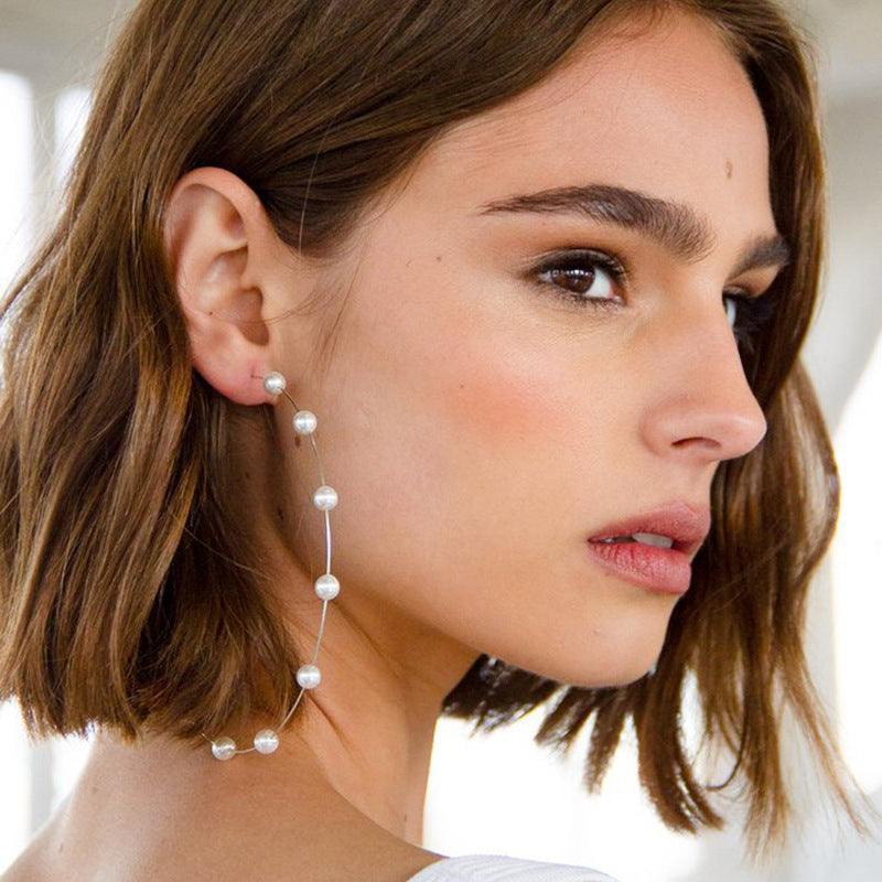 Large Pearl Hoop Earrings