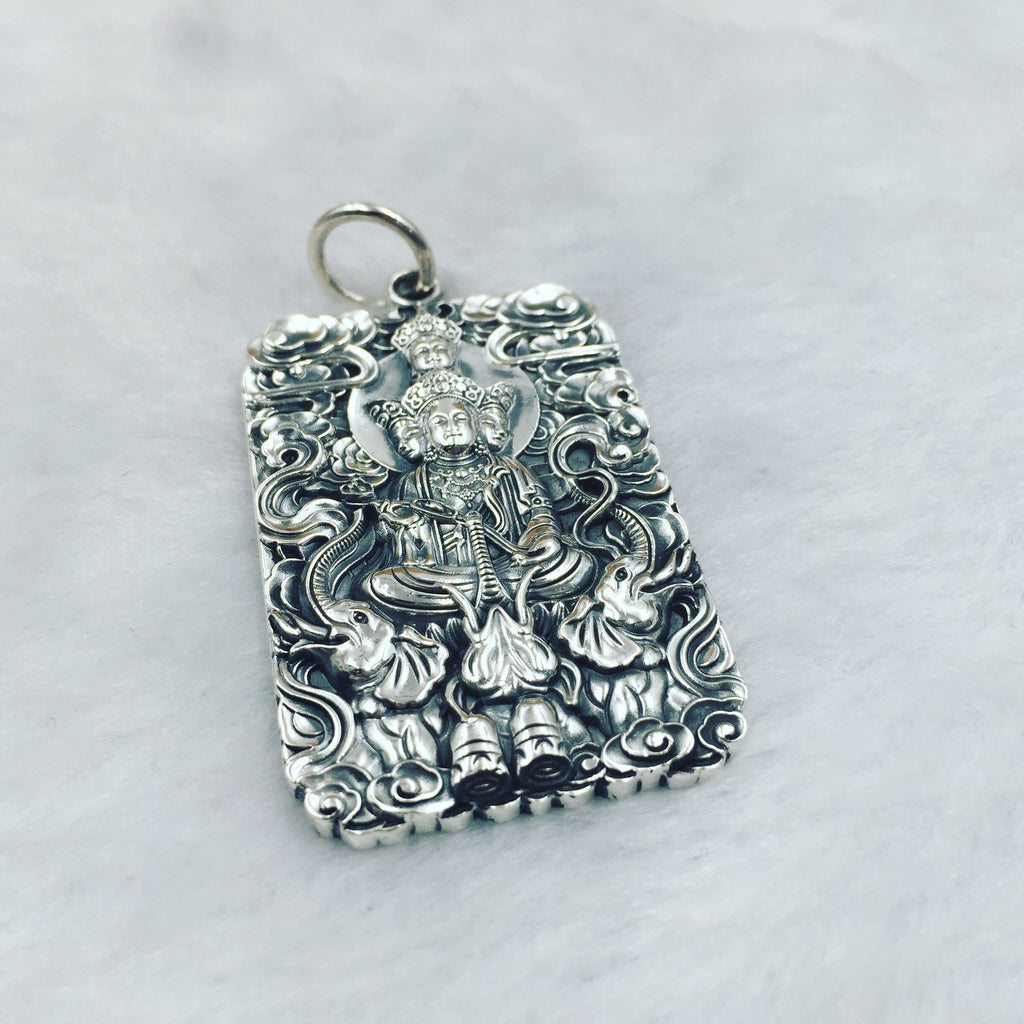 S990 Silver Pendant with Guardian Buddha for Dragon/Snake