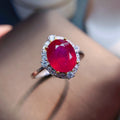 925 Silver Women's Ring with Newly Burnt Ruby