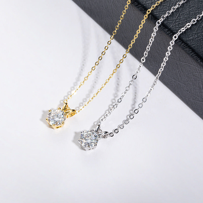 Moissanite Light Dot Necklace - 1/3/5 Carat (Single)