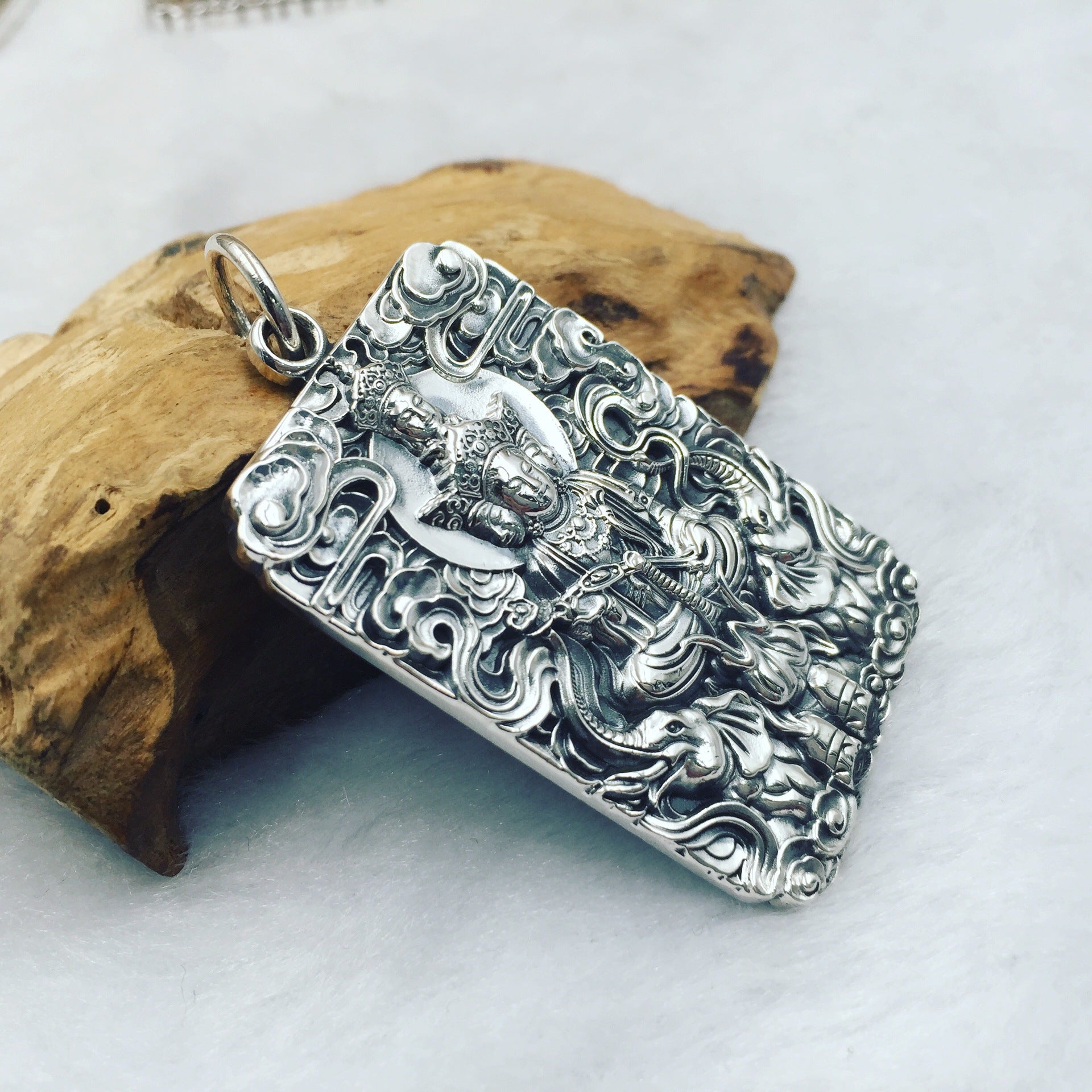 S990 Silver Pendant with Guardian Buddha for Dragon/Snake
