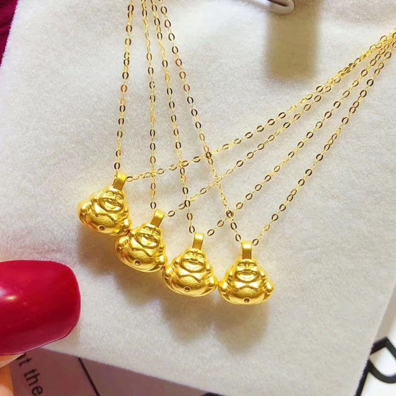3D Hard Gold 999 Buddha Pendant with 18K Gold Necklace