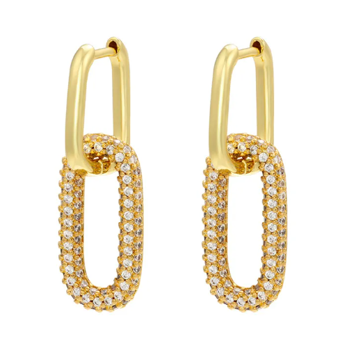 Geometric Diamond Metal Earrings