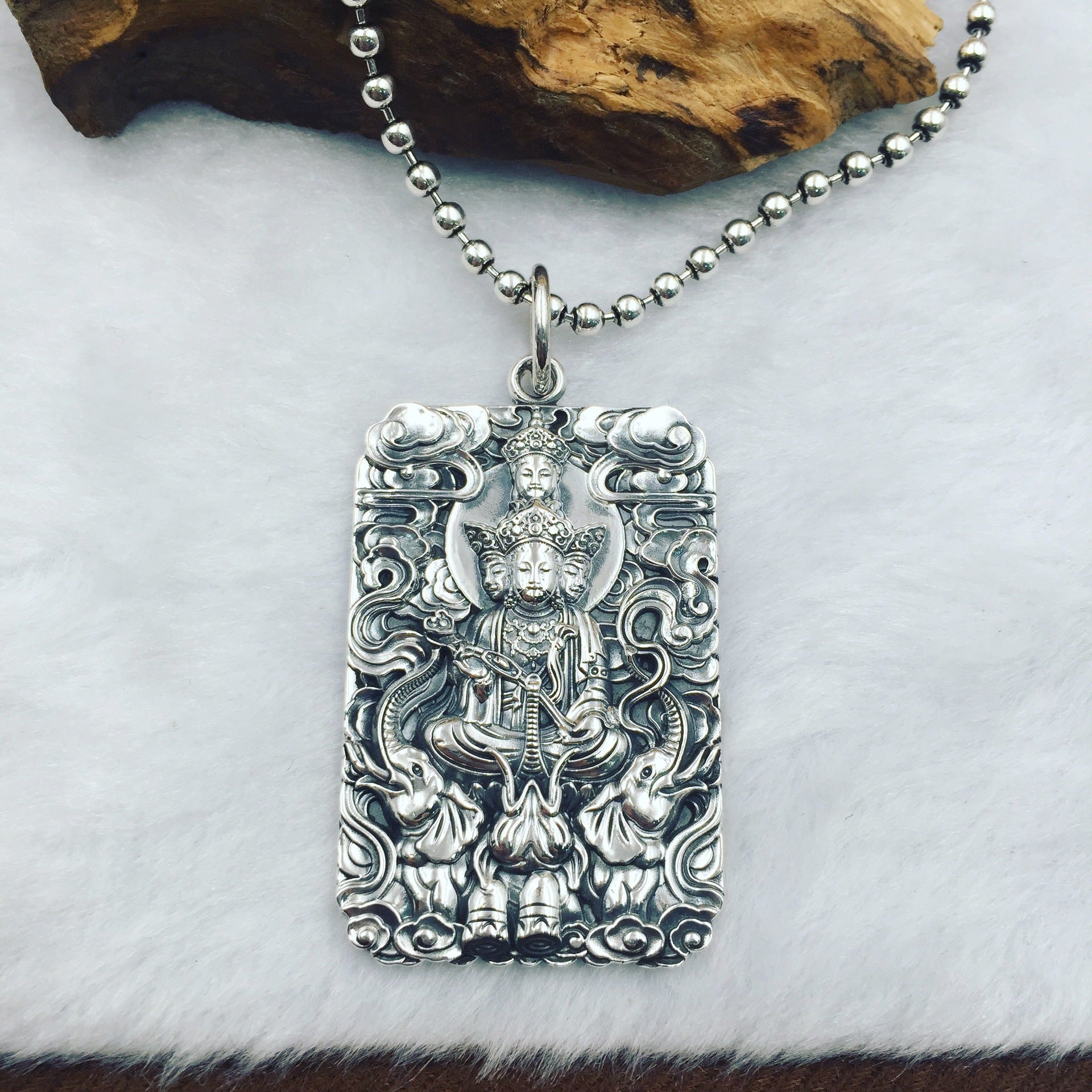 S990 Silver Pendant with Guardian Buddha for Dragon/Snake