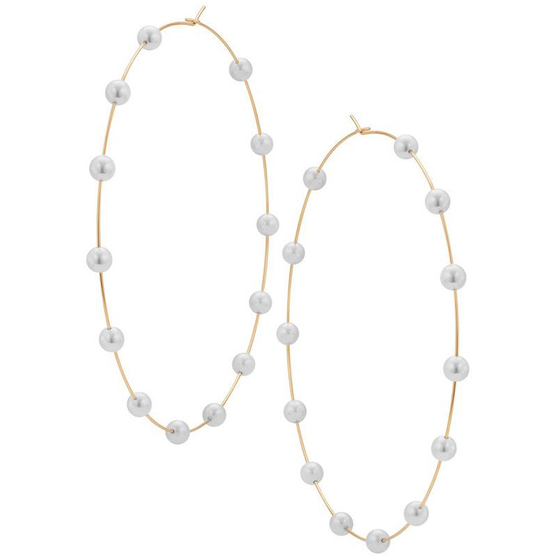 Large Pearl Hoop Earrings