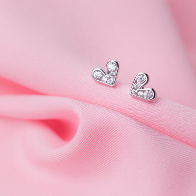 Silver Love Ear Nail Studs