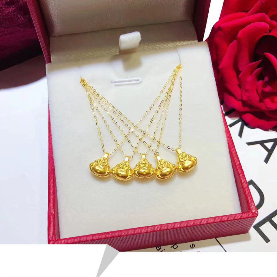 3D Hard Gold 999 Buddha Pendant with 18K Gold Necklace