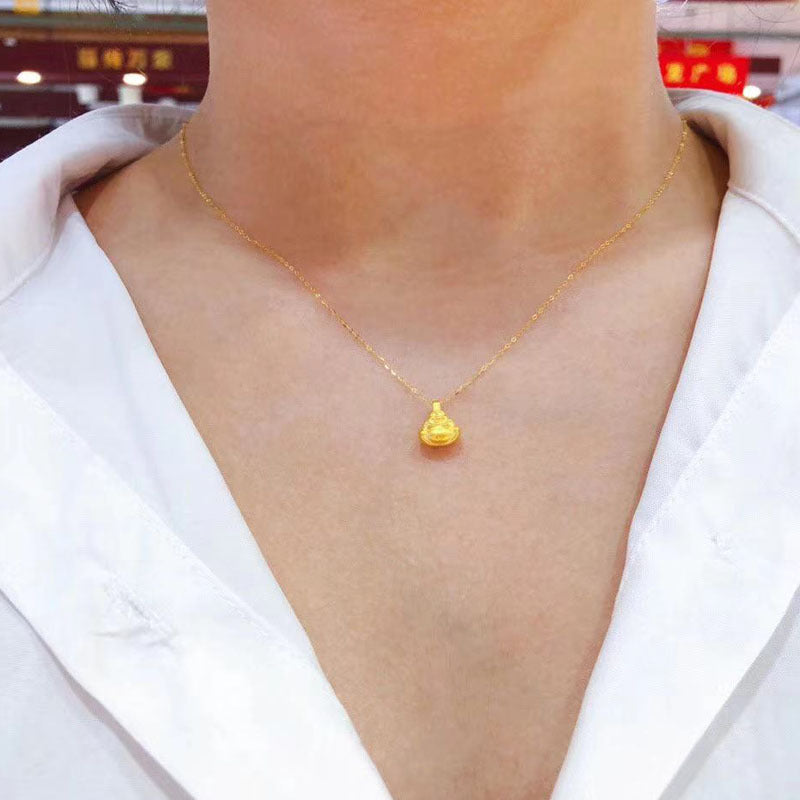 3D Hard Gold 999 Buddha Pendant with 18K Gold Necklace