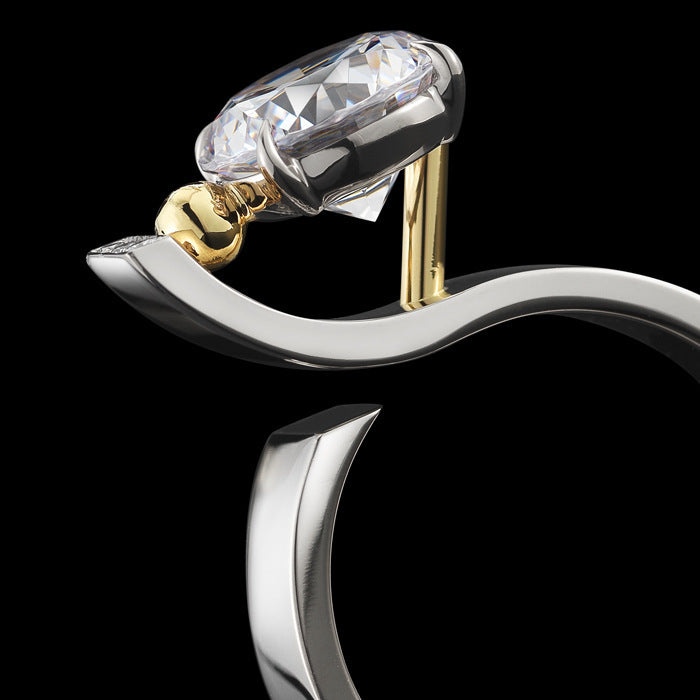 18K Gold Plated Open Ring with simulated Diamond