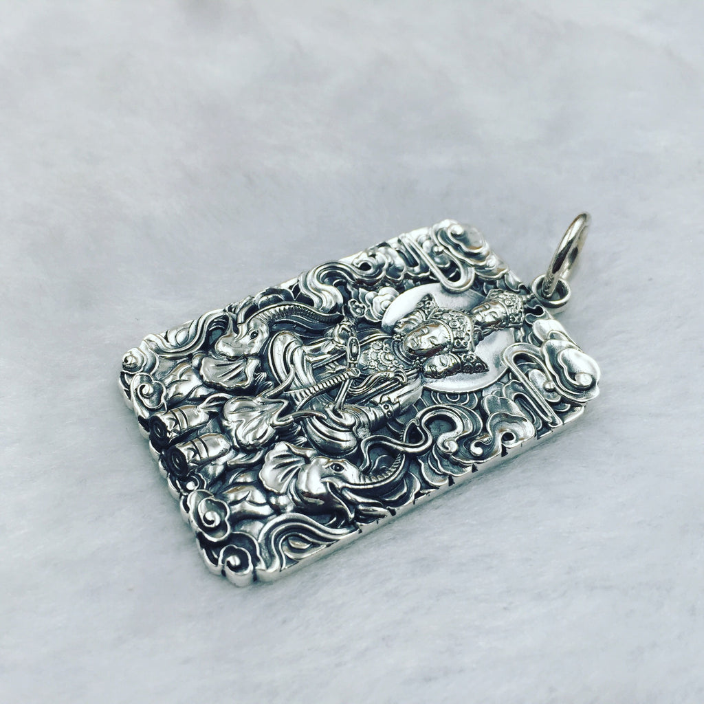 S990 Silver Pendant with Guardian Buddha for Dragon/Snake