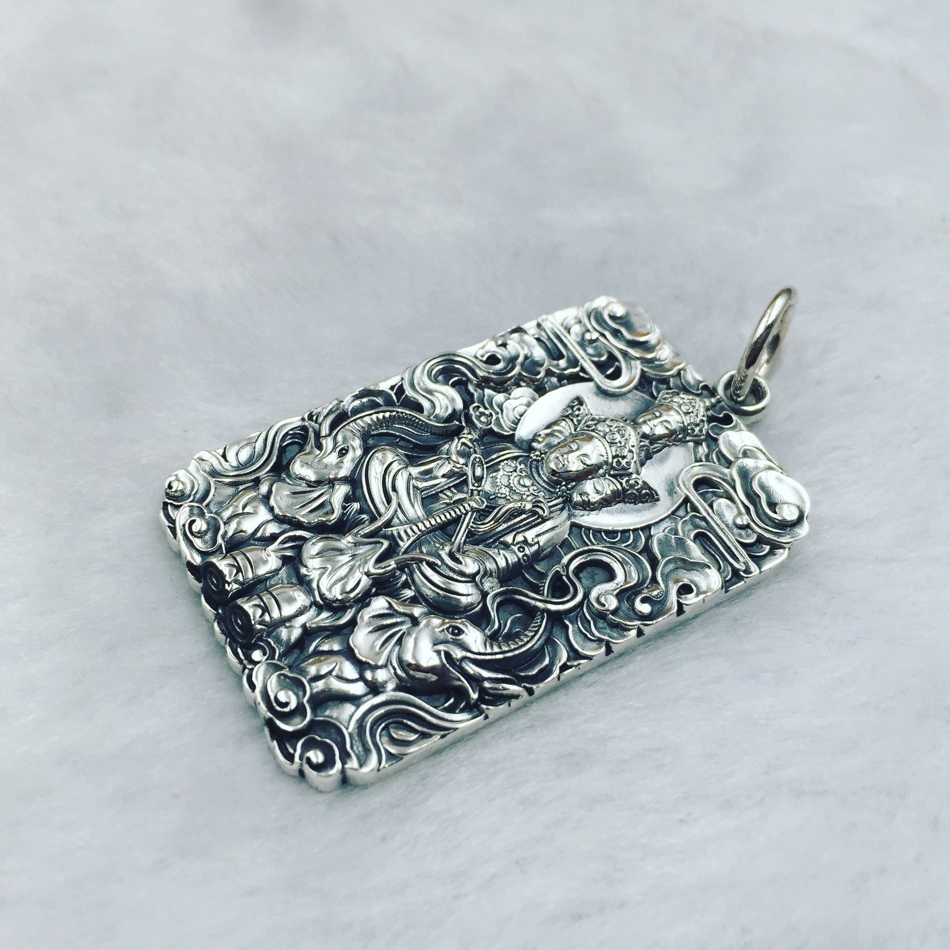 S990 Silver Pendant with Guardian Buddha for Dragon/Snake