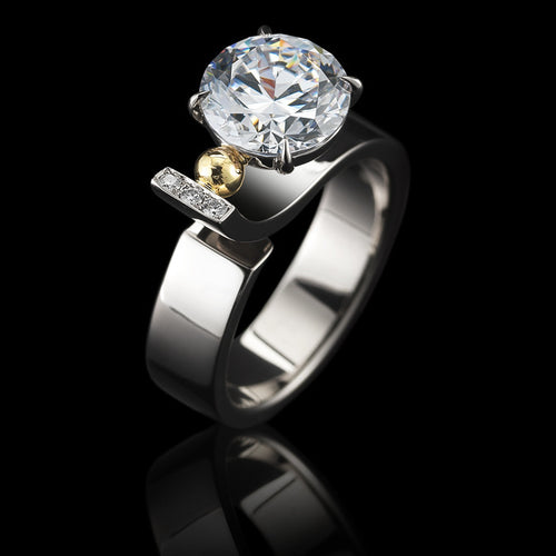18K Gold Plated Open Ring with simulated Diamond
