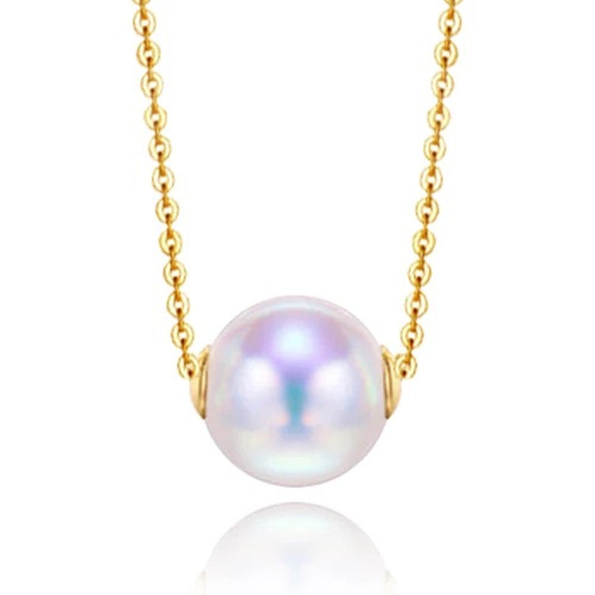 Natural Sea Pearl Pendant Necklace with 18K Gold Chain