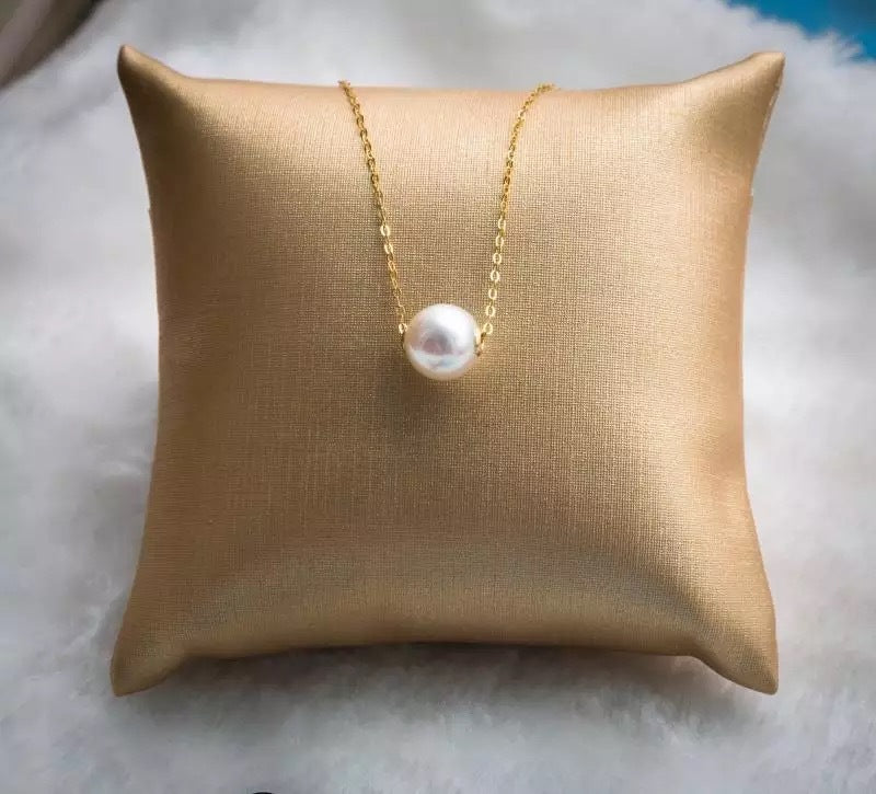 Natural Sea Pearl Pendant Necklace with 18K Gold Chain
