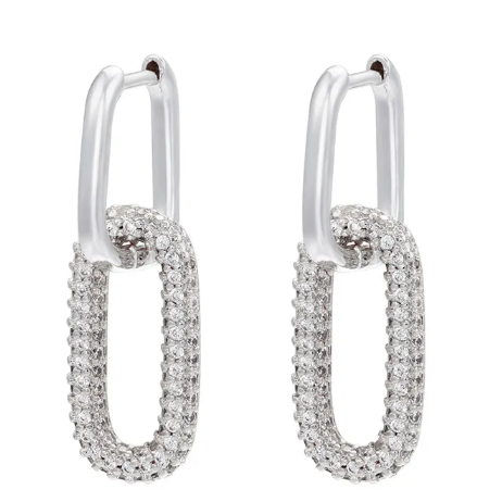 Geometric Diamond Metal Earrings